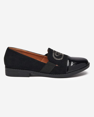 Black women's moccasins with a varnished Velqi toe - Footwear