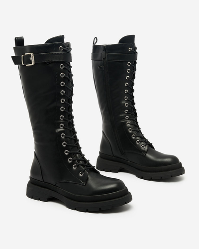 Royalfashion Black women's lace-up boots Apovido