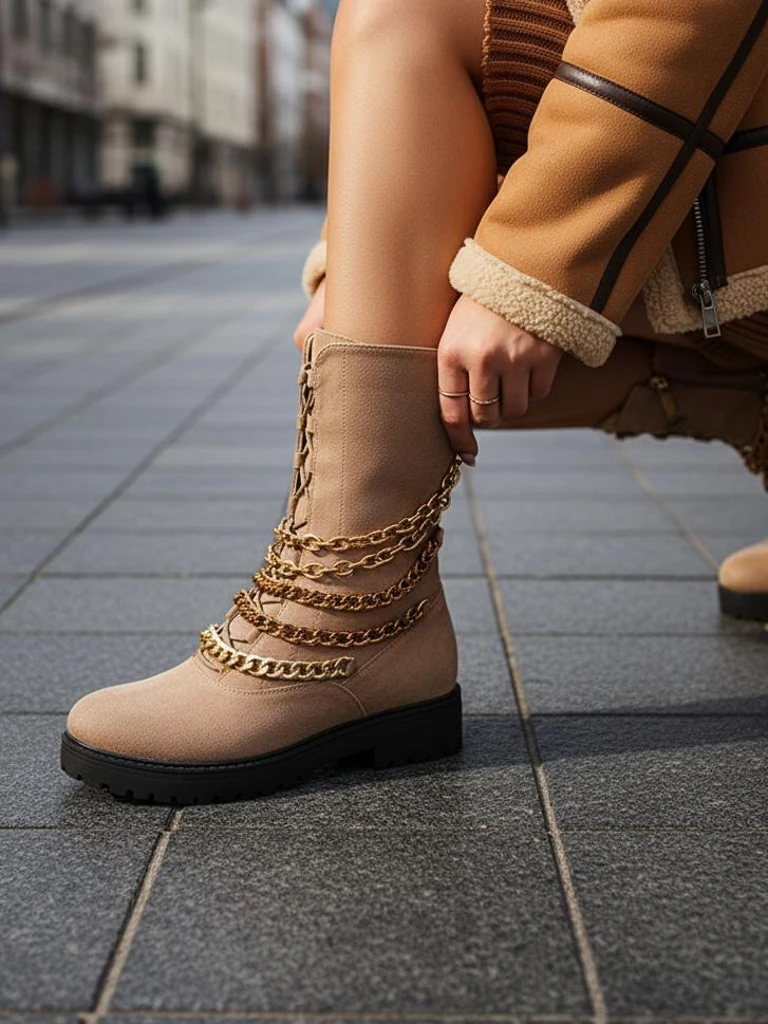 Royalfashion Sieviešu bagger zābaki gaiši brūnā krāsā Goserre