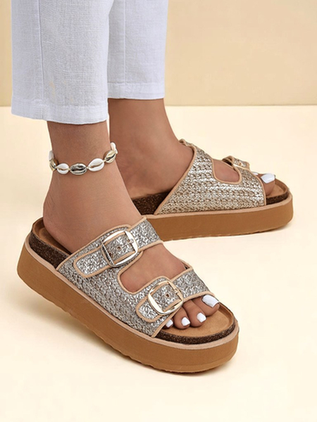 Royalfashion Women's Nora Woven Platform Flip-Flops