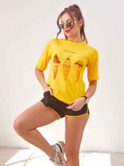 Royalfashion Women's sports set with t-shirt and shorts Ice Cream