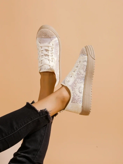 Royalfashion Women's Lace Sneakers with Sequins Nille