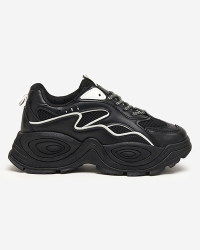 Black women's platform sports shoes with white inserts Oirana - Footwear