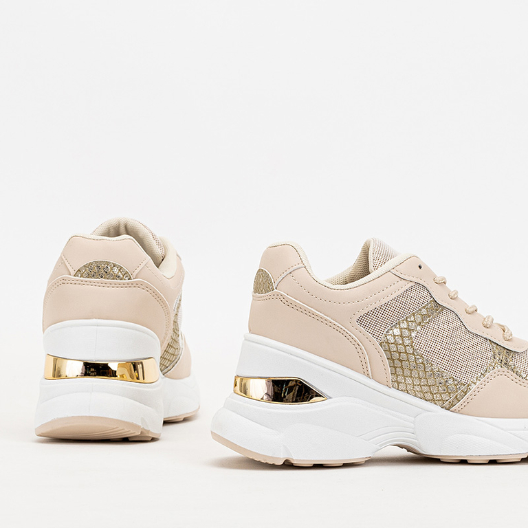 Beige Women's Sneakers with Hidden Anchor Waqsa - Footwear