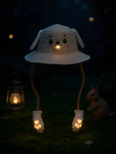 Royalfashion Children's Straw Hat Glow Puppy Hat