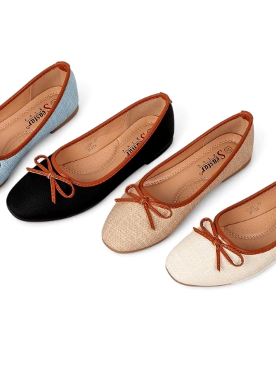 Royalfashion sieviešu baleta kurpes ar mirdzumu un loku Aramie