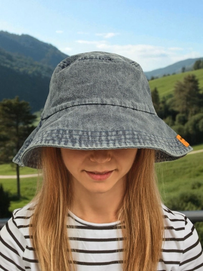 Athena Denim Look women's polyester bucket hat, comfortable
