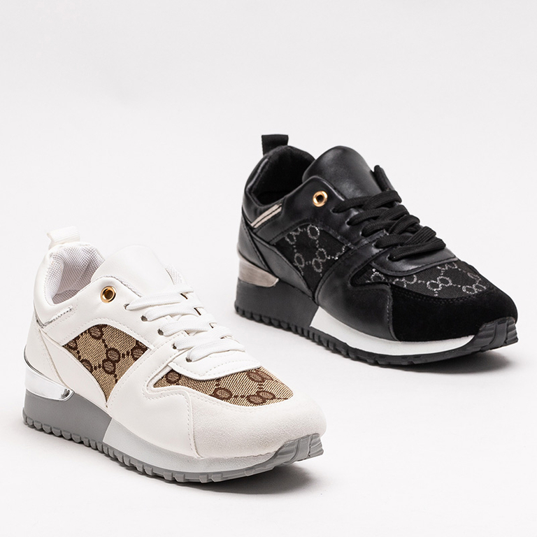 Black women's sports shoes with Engla print - Footwear