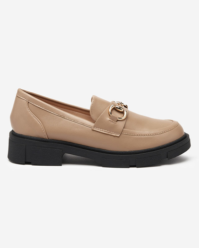 OUTLET Light brown women's shoes with an ornament on the nose Veteca - Footwear