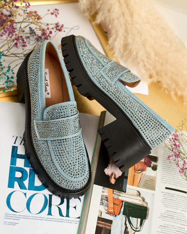 Royalfashion Sieviešu mokasīni ar cirkoniem Epolls