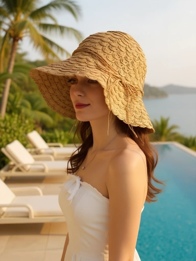 Royalfashion Women's straw hat Charming Bow