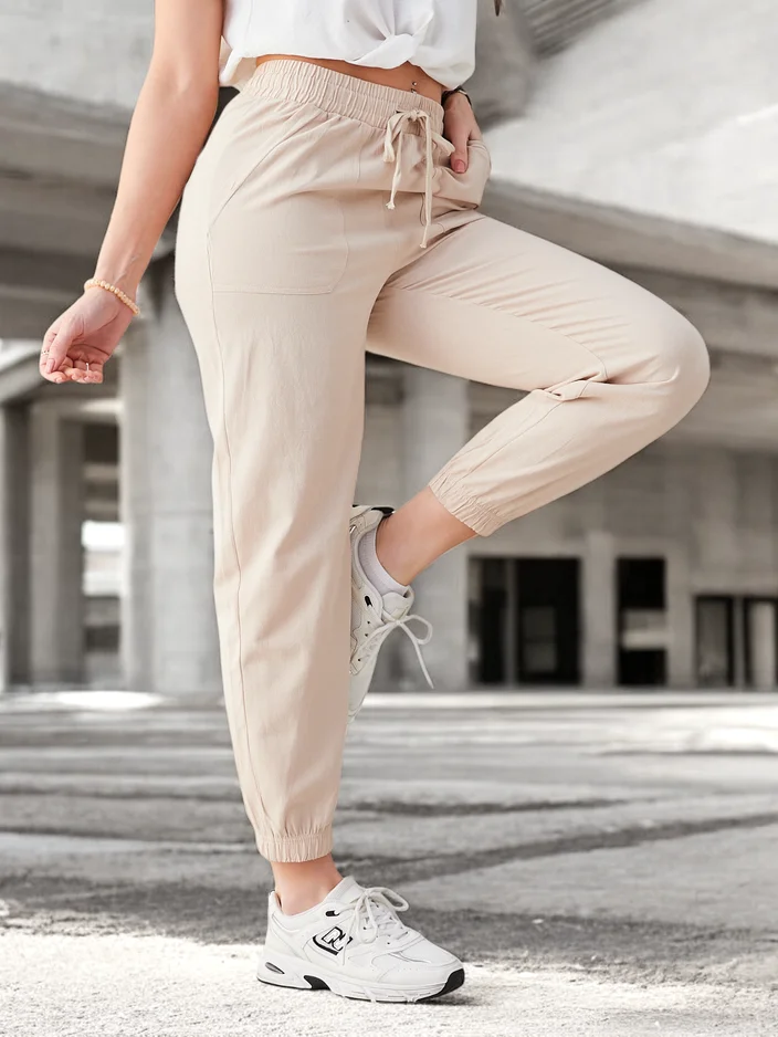 Eleganckie Spodnie Beżowe Serafina z Bawełny