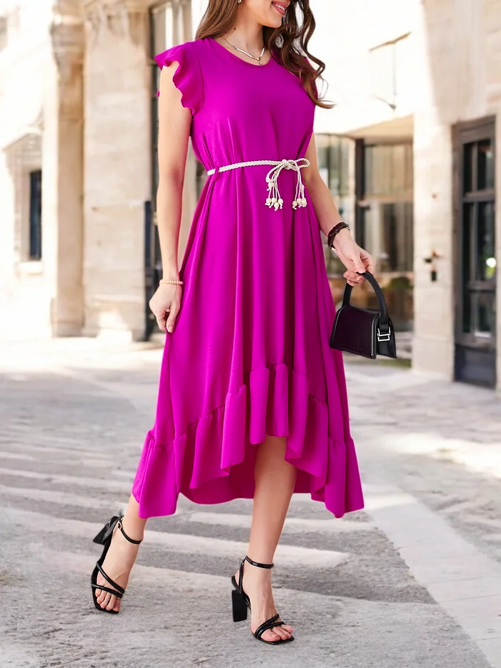 Женское миди-платье Royalfashion с рюшами и короткими рукавами