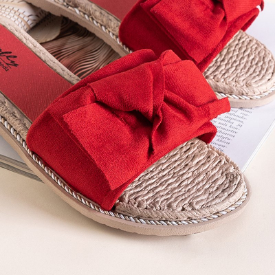 Red women's flip-flops with bow Foas - Footwear