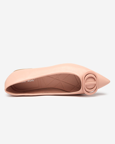 Women's pink pointed ballerinas with an ornament on the toe Manico - Footwear