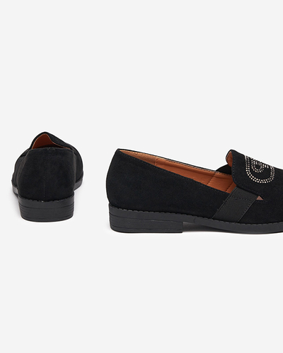Black women's moccasins with a varnished Velqi toe - Footwear