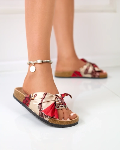 Women's red slippers with a fashionable fabric upper Laneso - Footwear