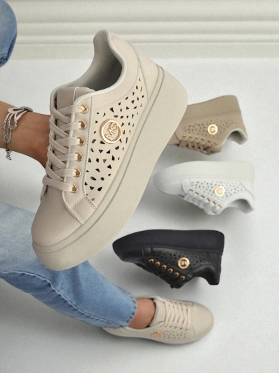 Sneakers Ecru pou fanm sou platfòm Boreas Royalfashion po ekolojik