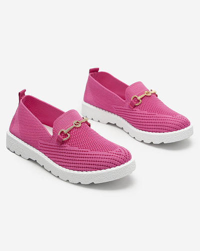 Fuchsia women's slip on sneakers with gold embellishment Enelida - Footwear