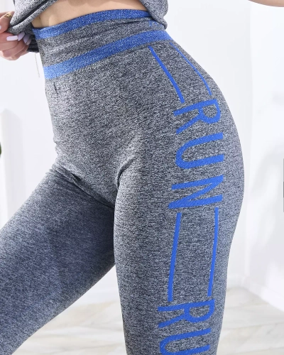 Gray - navy blue women's 2-piece sports set - Clothing