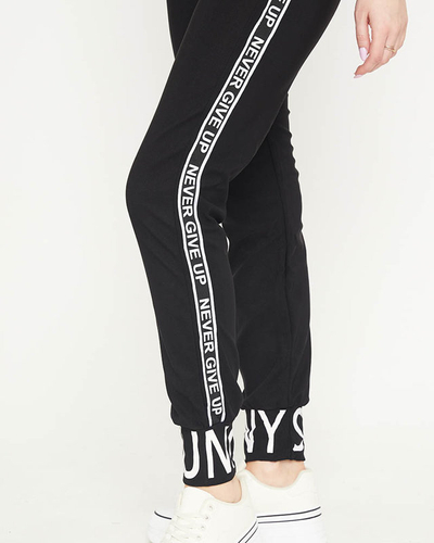 Black women's sweatpants with stripes - Clothing