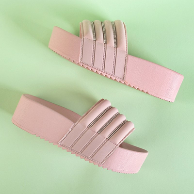 OUTLET Розовые женские тапочки на платформе с фианитами Rondi - Обувь