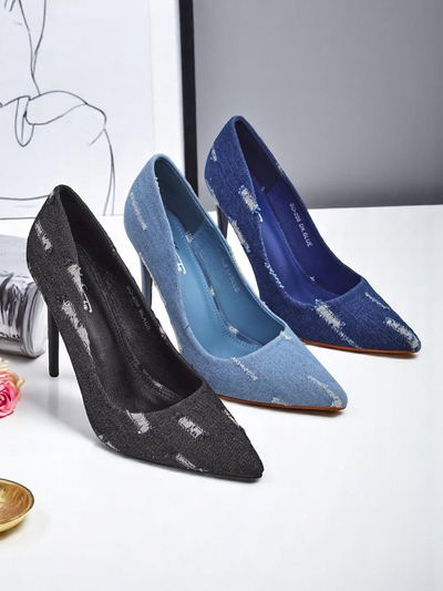 Royal Fashion Women's Denim Chic Stiletto Pumps