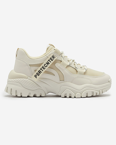 Beige women's sneaker sports shoes Evilpo- Footwear