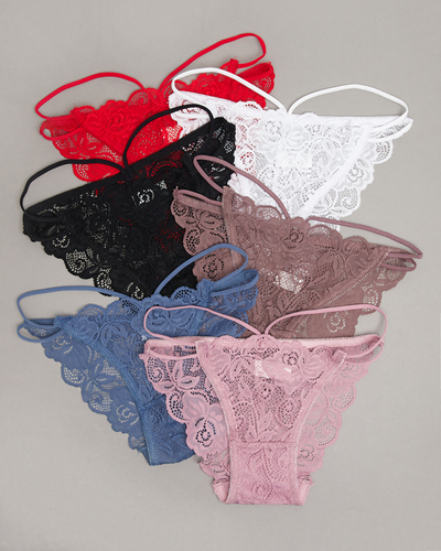 Set of lace brasilian briefs with 6 straps / pack - Underwear