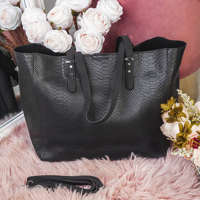 Black shoulder bag with animal motif - Handbags 1