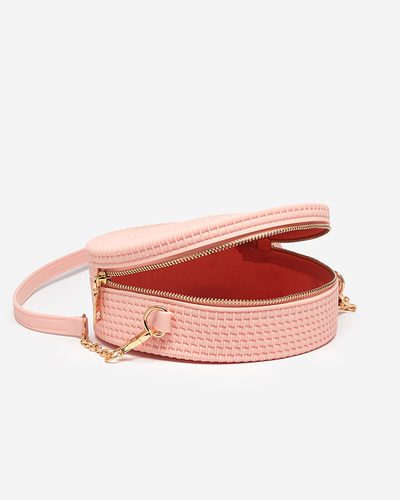 Light pink ladies handbag with embossing - Accessories