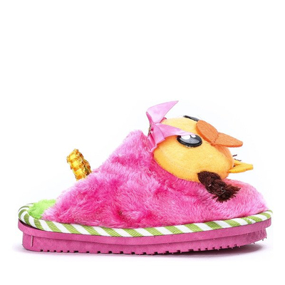 Pink and green Pochi children's slippers - Footwear