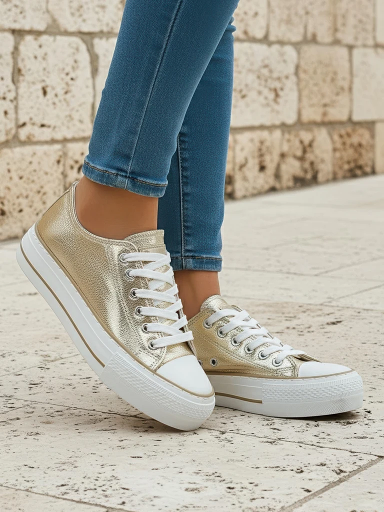 Aurelia Italia kuldsed naiste platvormtossud, kangas, kevad-suvi