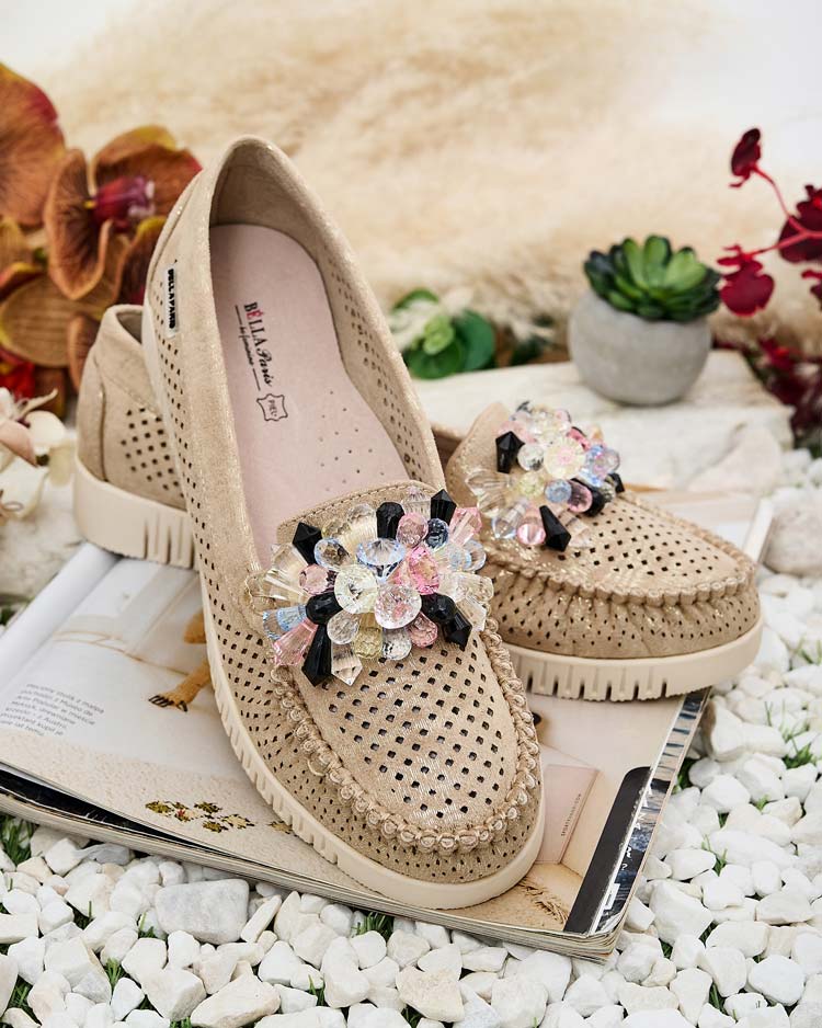 Royalfashion Sieviešu ažūra mokasīni ar pērlītēm Nasfali