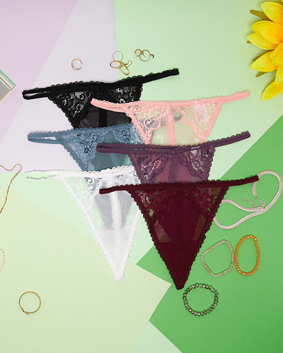 Women's multicolored lace thong panties 6 / pack - Underwear