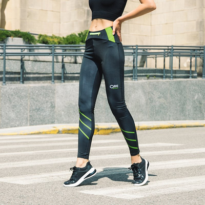 Black leggings with green inserts - Clothing