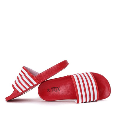 Czerwono - białe klapki w paski Seganea - Obuwie