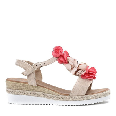 Beige low-heeled sandals with Florensia decorations - Footwear 1