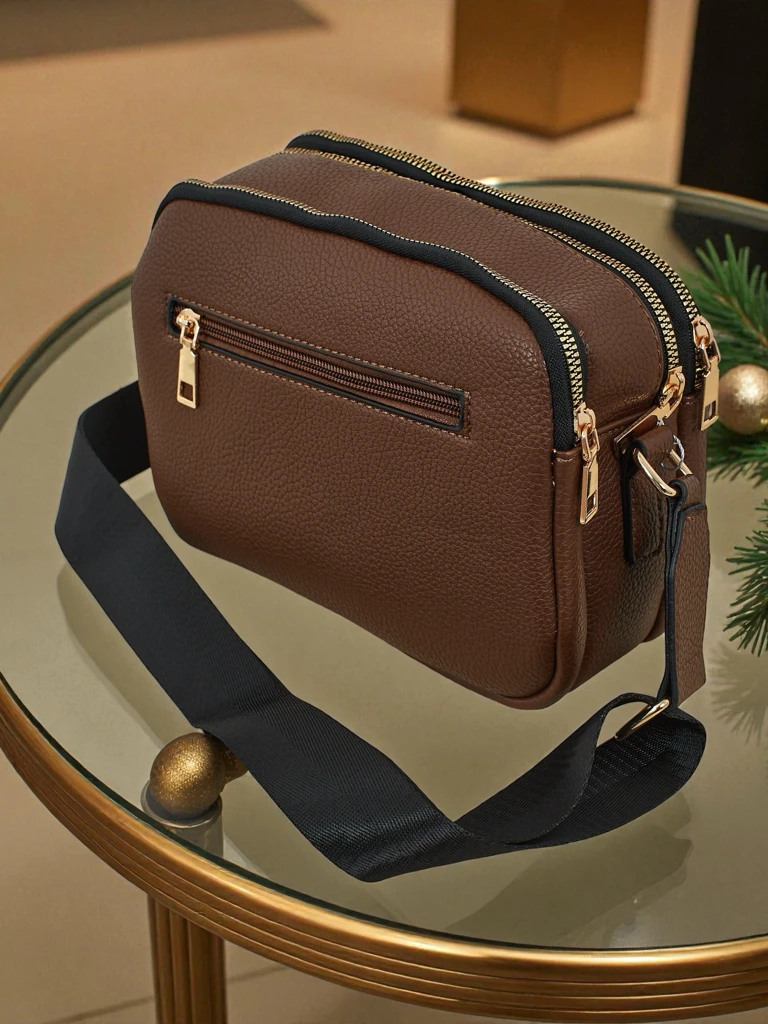 Quiltet liten dameveske i miljølær Corinne