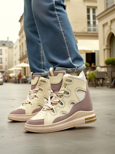 Royalfashion High sports shoes for women with a hidden wedge Oblaffi