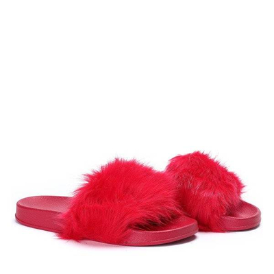 OUTLET Red slippers with fur Millie- Shoes