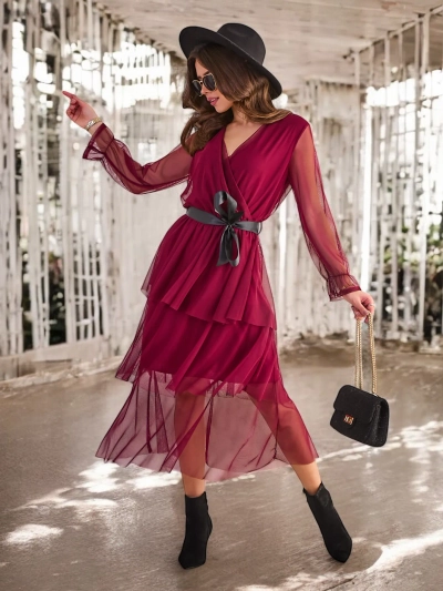 Royalfashion Sieviešu garu kleitu ar volāniem