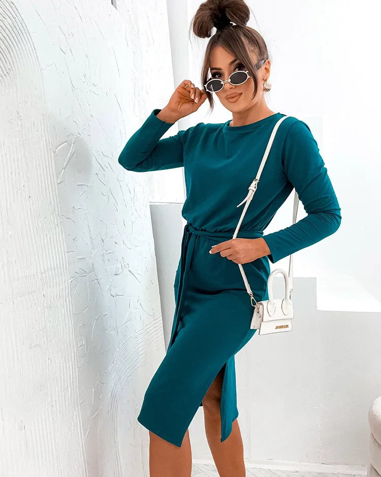 Royalfashion Sieviešu kokvilnas kleita līdz ceļgaliem