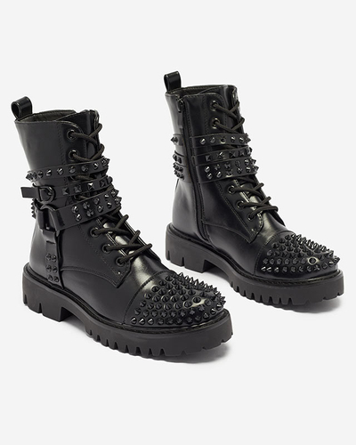OUTLET Black women's bagger boots with studs Fioppo - Footwear
