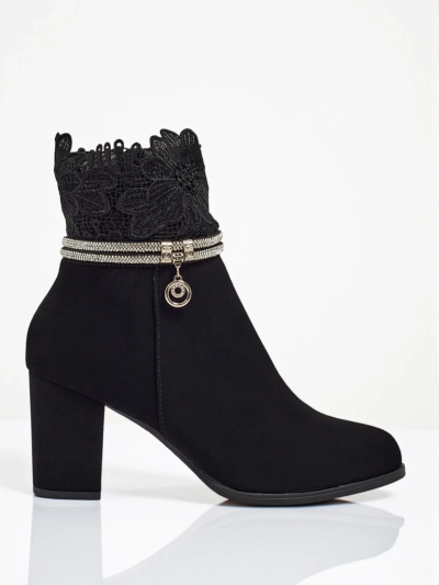 Women's Faux Leather Heeled Ankle Boots with Lace Kastrelle