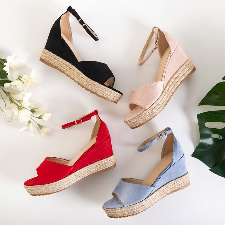 Blue women's wedge sandals Salome - Shoes