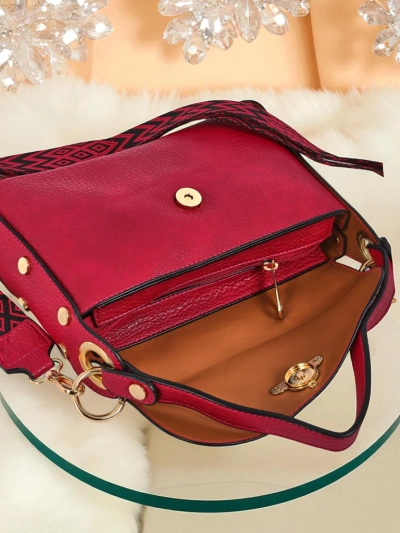 Women's fuchsia Minerva bag, eco-leather, shoulder and crossbody