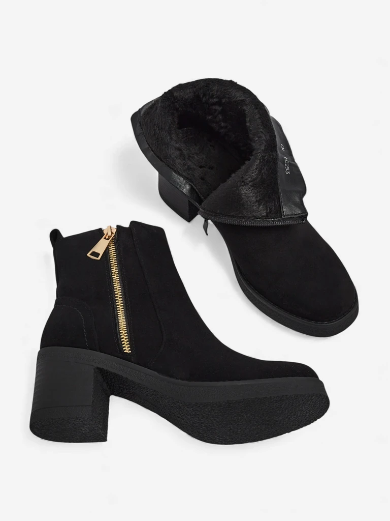 Женские ботильоны из эко-замши на каблуке-столбике Arshena