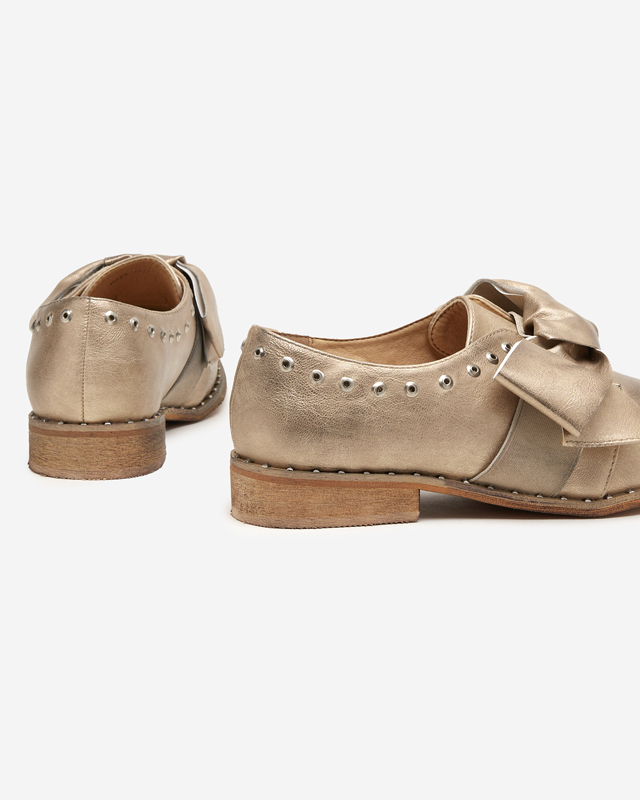 Gold women's low shoes with Entera bow - Footwear