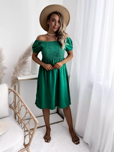Green women's mini dress a'la hiszpanka- Clothing
